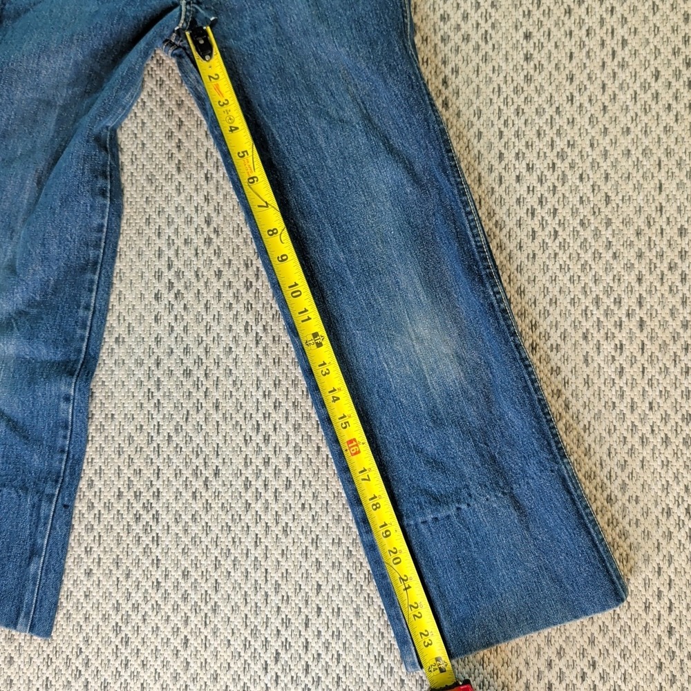 VTG 70s Sasson Blue Jeans 26x24 Cropped Hem High Rise Dark Wash Talon Zipper EUC - Picture 6 of 16